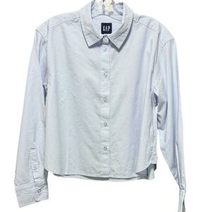 GAP Sky Blue Long Sleeve Crop Blouse